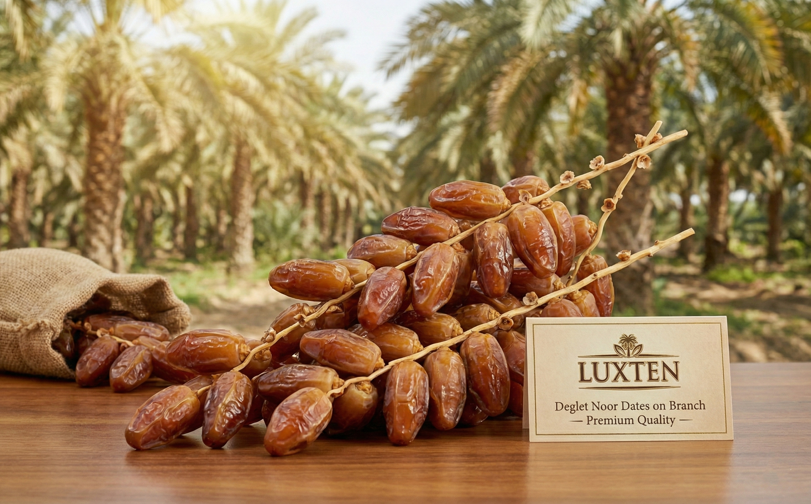 Deglet Noor Dates on Branch
